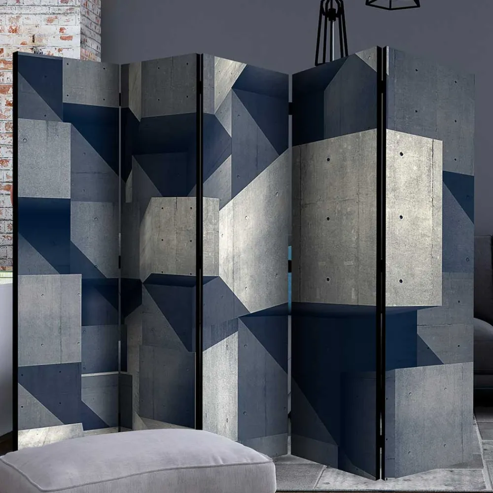 Wohnen Wohnzimmer-Regale|Paravents*Moderner Paravent mit Beton Quader Motiv - Cosmonata