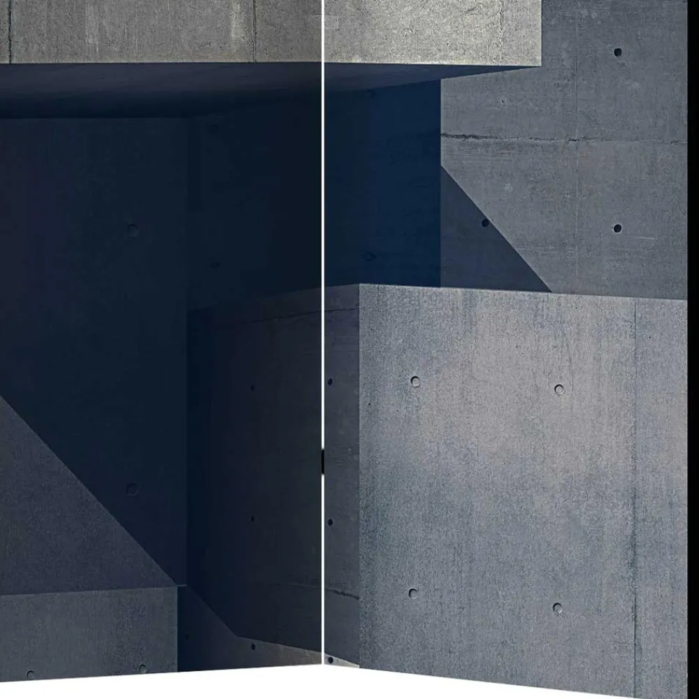 Wohnen Wohnzimmer-Regale|Paravents*Moderner Paravent mit Beton Quader Motiv - Cosmonata