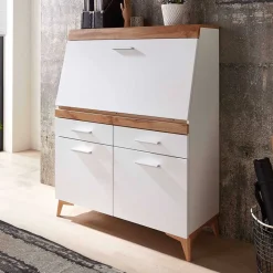 Wohnen Moderner Sekretär in Weiß & Eiche Optik - Bistrita