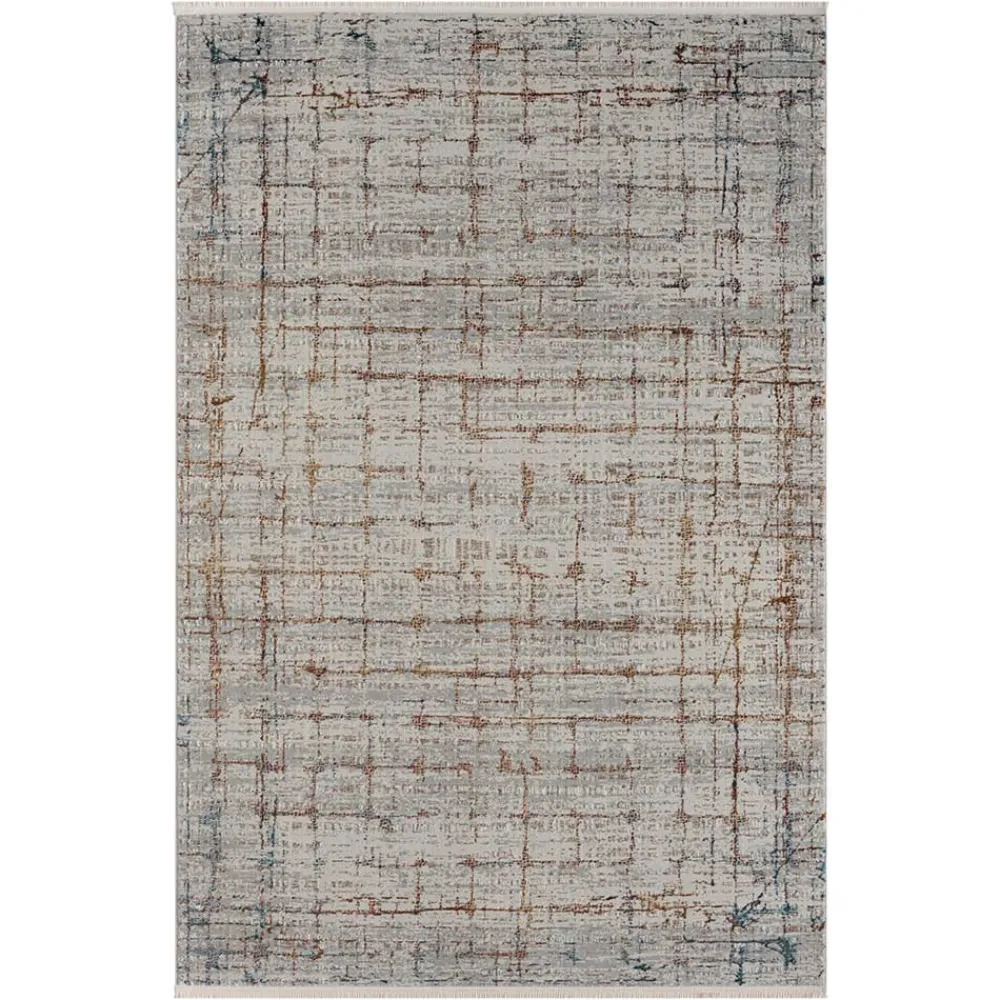 Wohnen Moderner Teppich in Hellgrau & Terracotta - Ropez