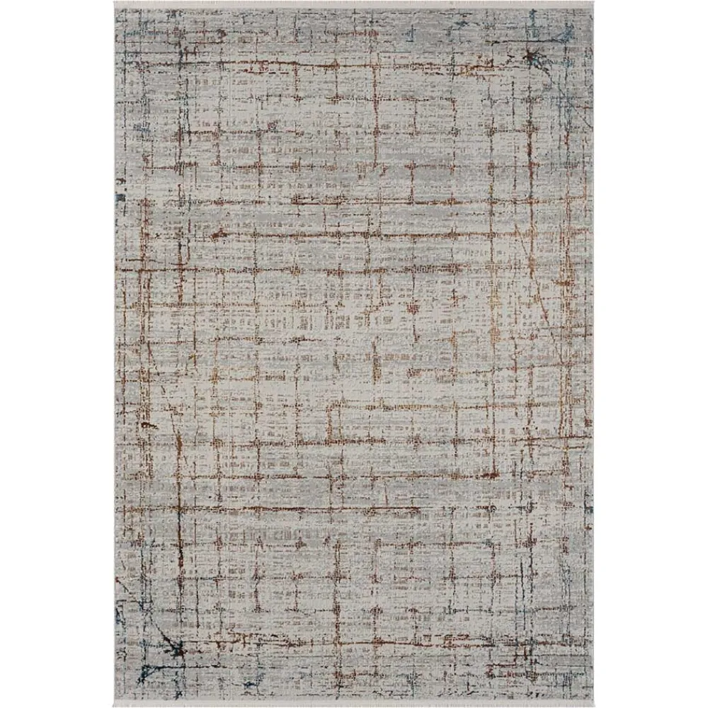 Wohnen Moderner Teppich in Hellgrau & Terracotta - Ropez