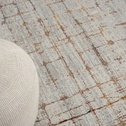 Wohnen Moderner Teppich in Hellgrau & Terracotta - Ropez