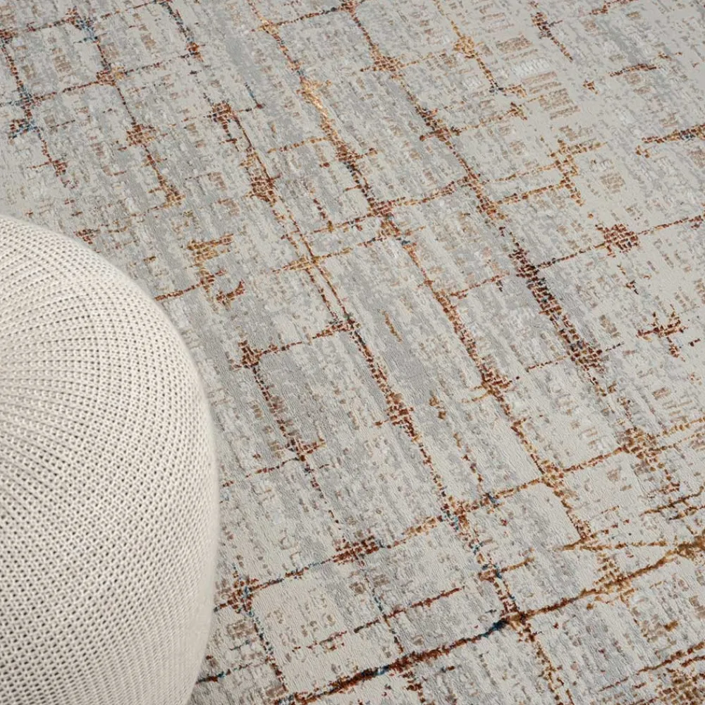 Wohnen Moderner Teppich in Hellgrau & Terracotta - Ropez