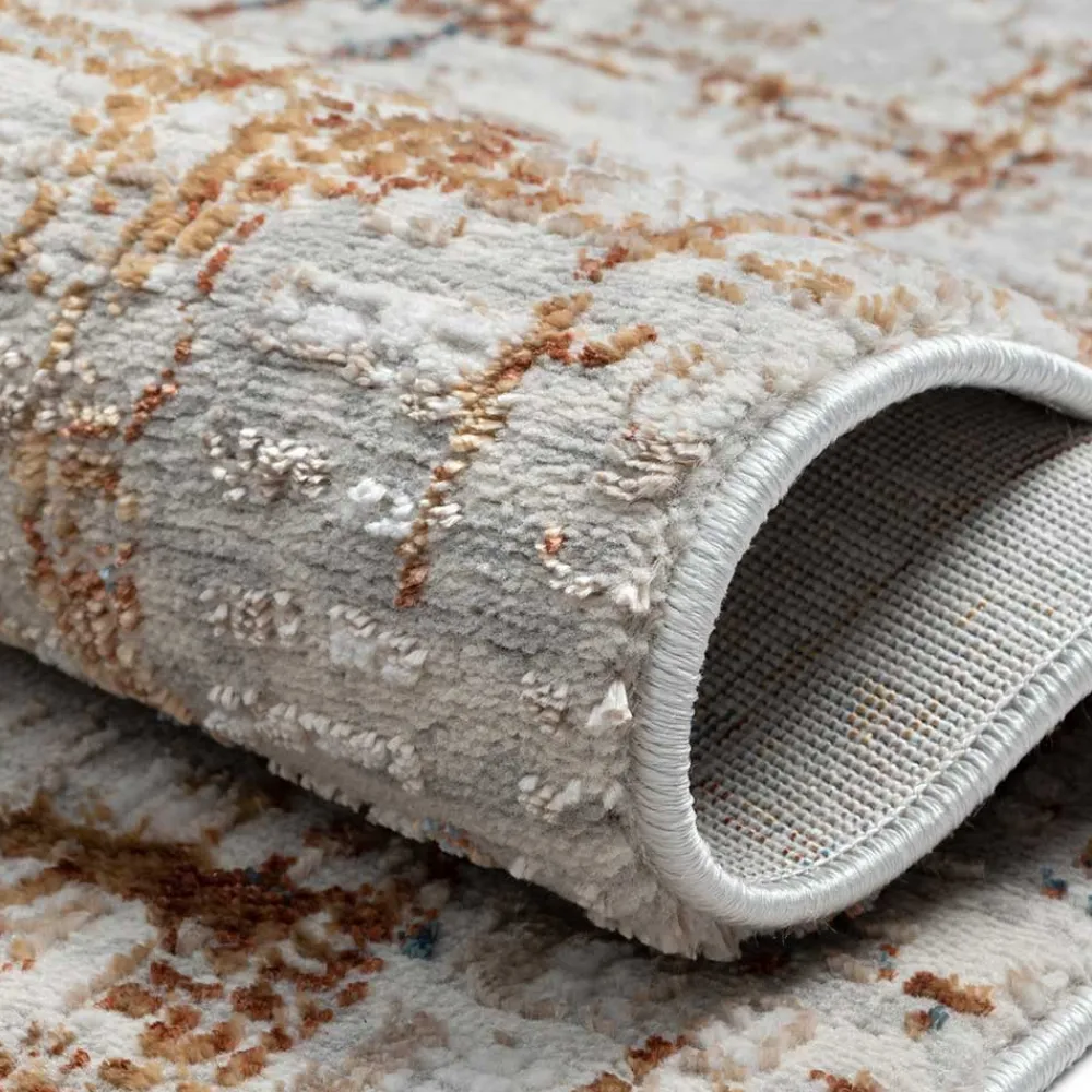 Wohnen Moderner Teppich in Hellgrau & Terracotta - Ropez
