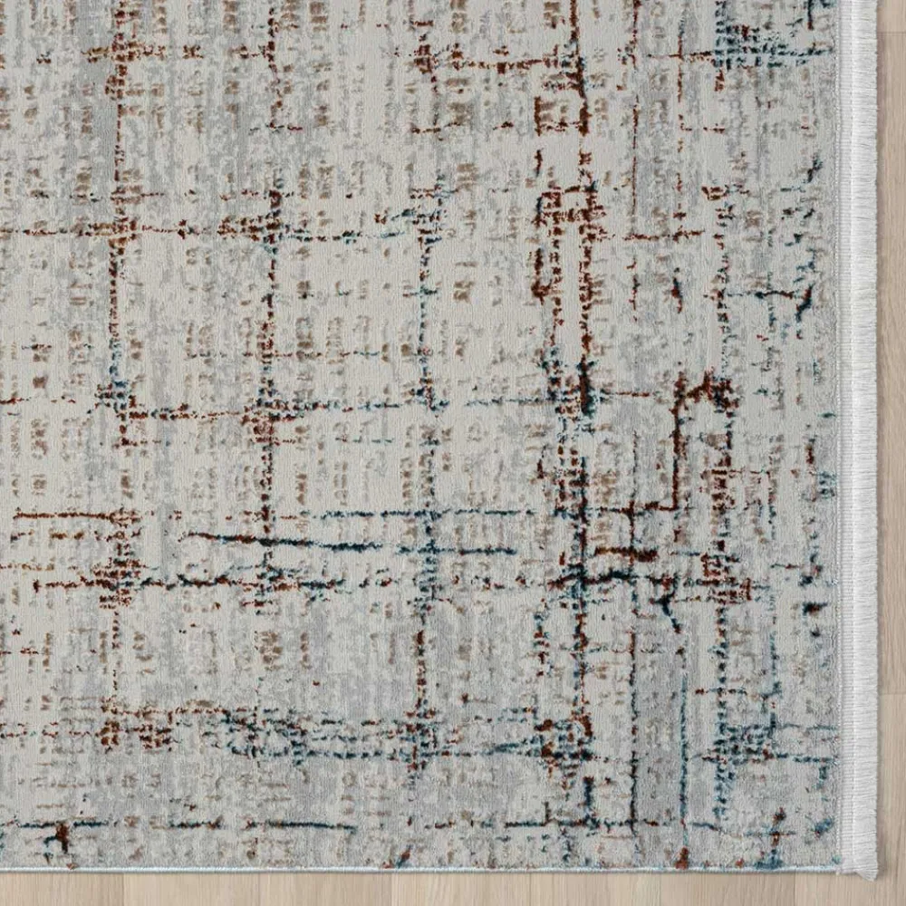 Wohnen Moderner Teppich in Hellgrau & Terracotta - Ropez