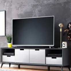 Wohnen Tv & Hifi-Möbel|Tv & Hifi-Möbel*Moderner TV Unterschrank in Weiß & Grau - Vadids