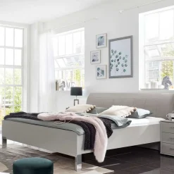 Wohnen Jugendbetten*Modernes Designbett in hellem Grau - Nucina