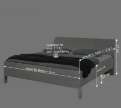 Wohnen Jugendbetten*Modernes Designbett in hellem Grau - Nucina