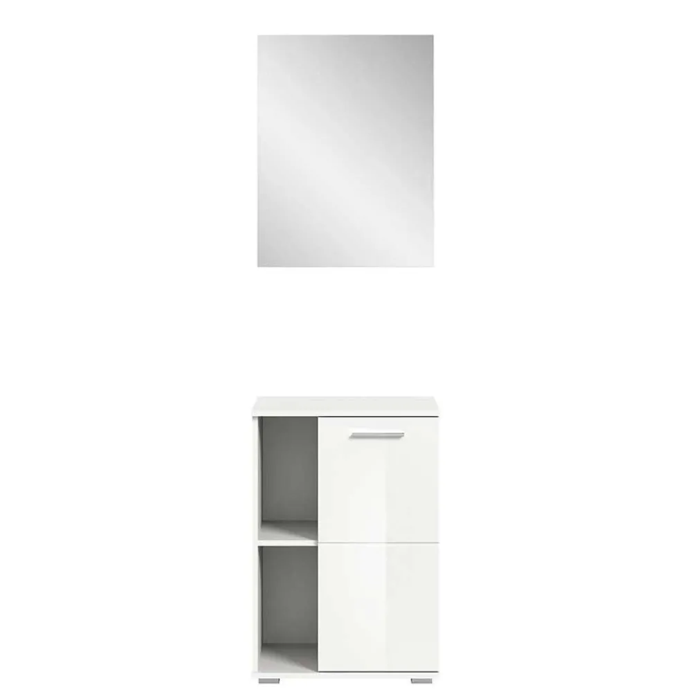Wohnen Weiße Möbel|Glasmöbel*Modernes Garderobenmöbel in Weiß - Rugova (zweiteilig)