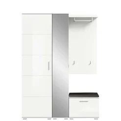 Wohnen Modernes Garderobenset in Weiß - Rugova I