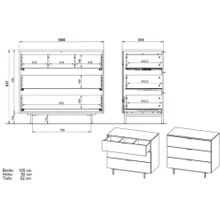 Kinder Wohnen Modernes Kinderzimmer in Grau - Suzanas (dreiteilig)