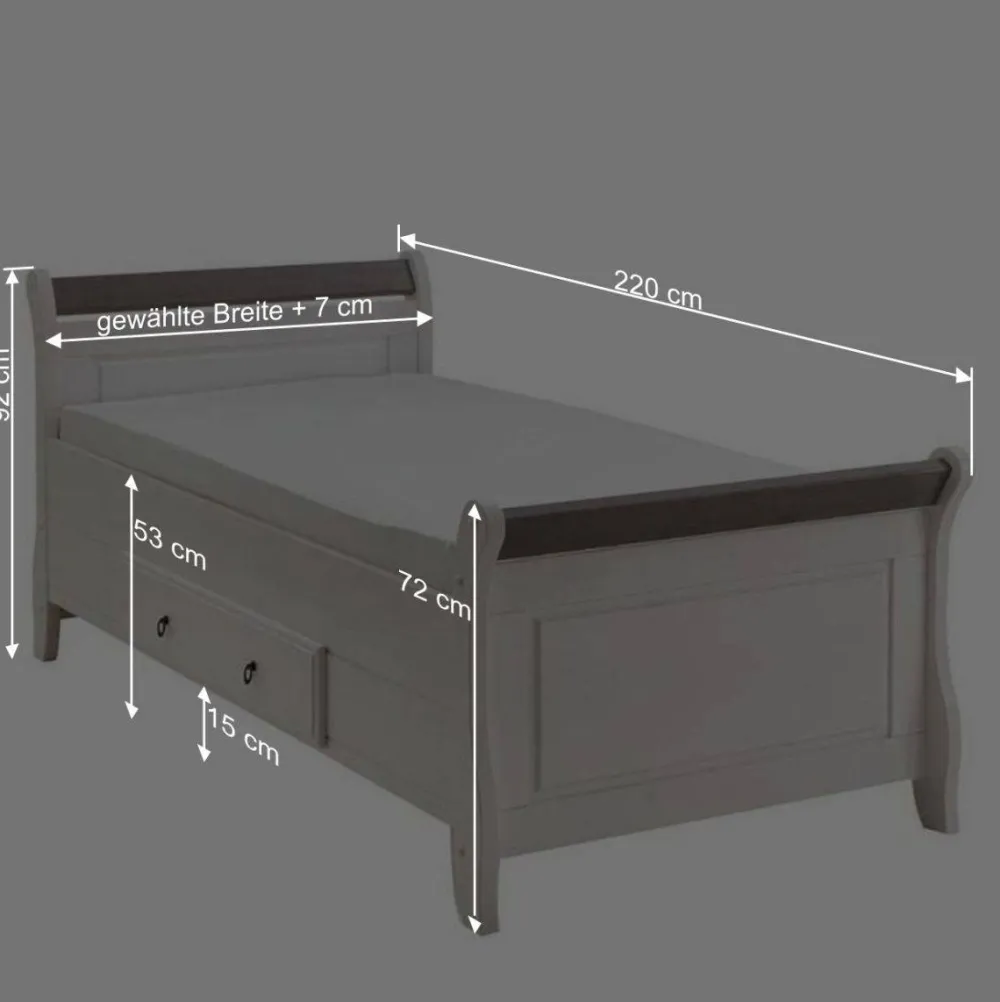 Wohnen Modernes Landhausbett in Weiß & Grau - Caneon