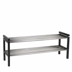 Wohnen Modernes Schuhregal in Schwarz & Edelstahl - Geskan