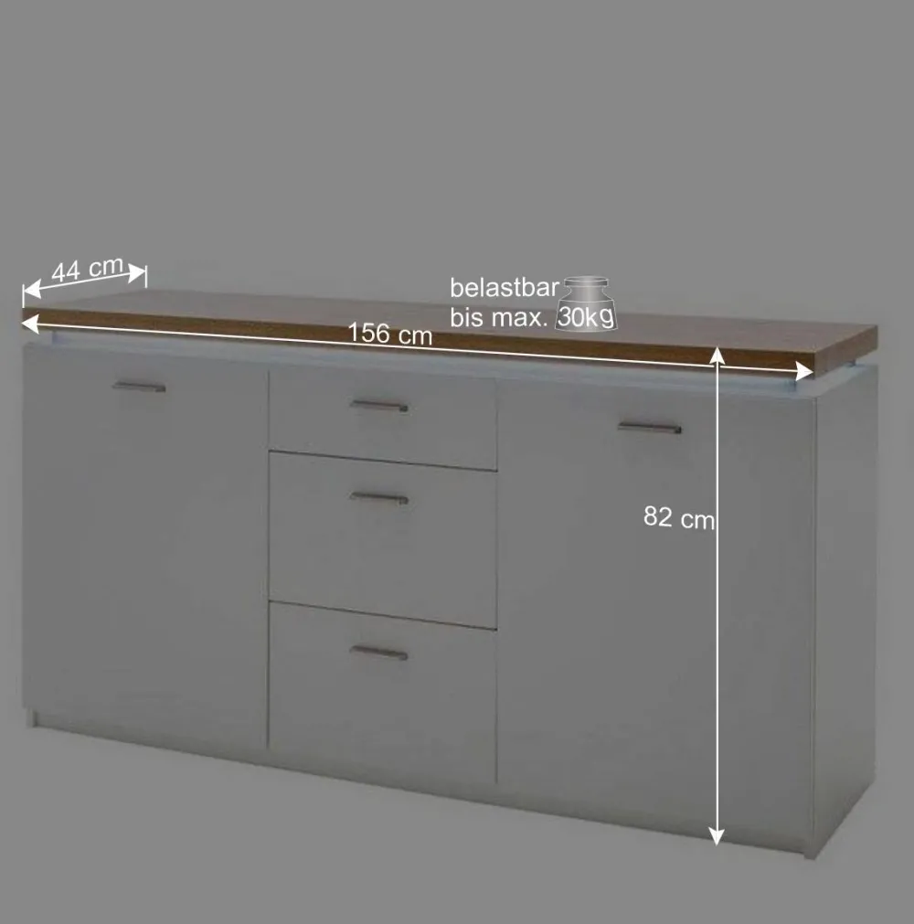 Wohnen Küchenschränke|Sideboards*Modernes Sideboard mit LED Beleuchtung - Nusenia