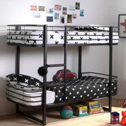 Kinder Wohnen Modernes Stockbett aus Metall in Schwarz - Plentios