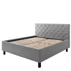 Wohnen Modernes Stoffbett mit Bettkasten in Hellgrau - Villaro