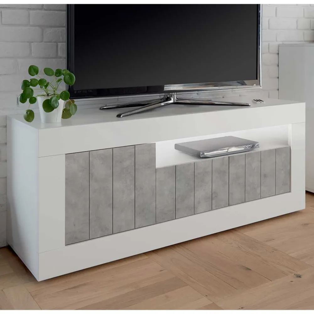 Wohnen Modernes TV Element in Hochglanz Weiß - Niris