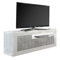 Wohnen Modernes TV Element in Hochglanz Weiß - Niris