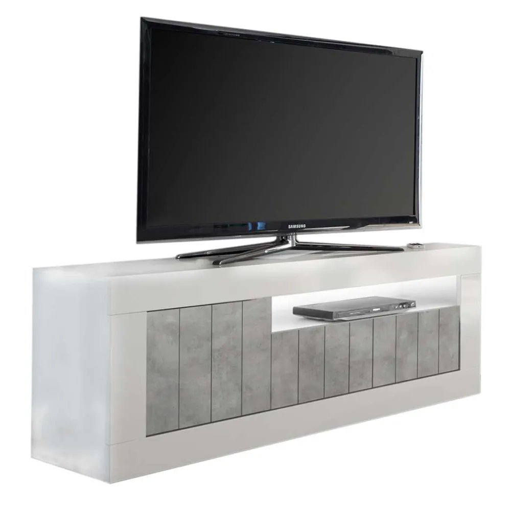 Wohnen Modernes TV Element in Hochglanz Weiß - Niris