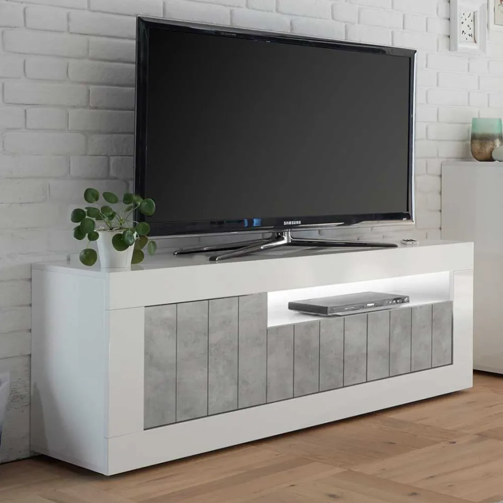 Wohnen Modernes TV Element in Hochglanz Weiß - Niris