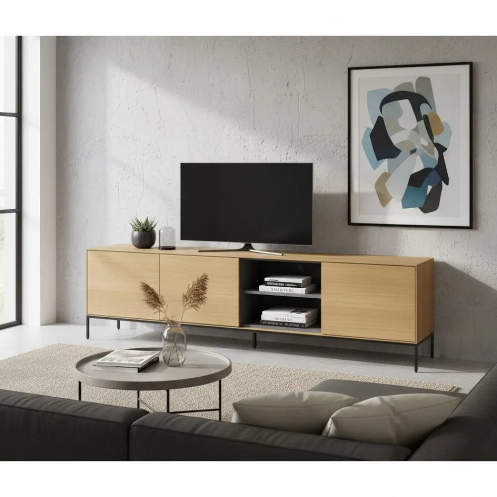 Wohnen Modernes TV Lowboard in Eiche - Utperio