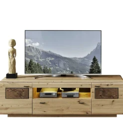Wohnen Modernes TV Lowboard in Holzoptik Wildeiche - Iniaco