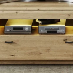 Wohnen Modernes TV Lowboard in Holzoptik Wildeiche - Iniaco