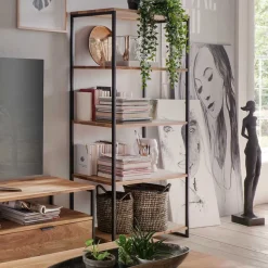 Wohnen Modernes Wildeiche Regal mit Stahlgerüst - Sluganov