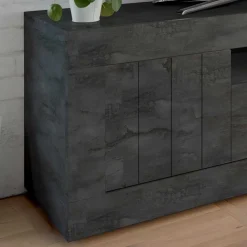 Wohnen Loft Möbel|Industrial Möbel*Modern-geradliniges TV Board in Dunkelgrau Dekor - Bella