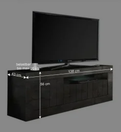 Wohnen Loft Möbel|Industrial Möbel*Modern-geradliniges TV Board in Dunkelgrau Dekor - Bella