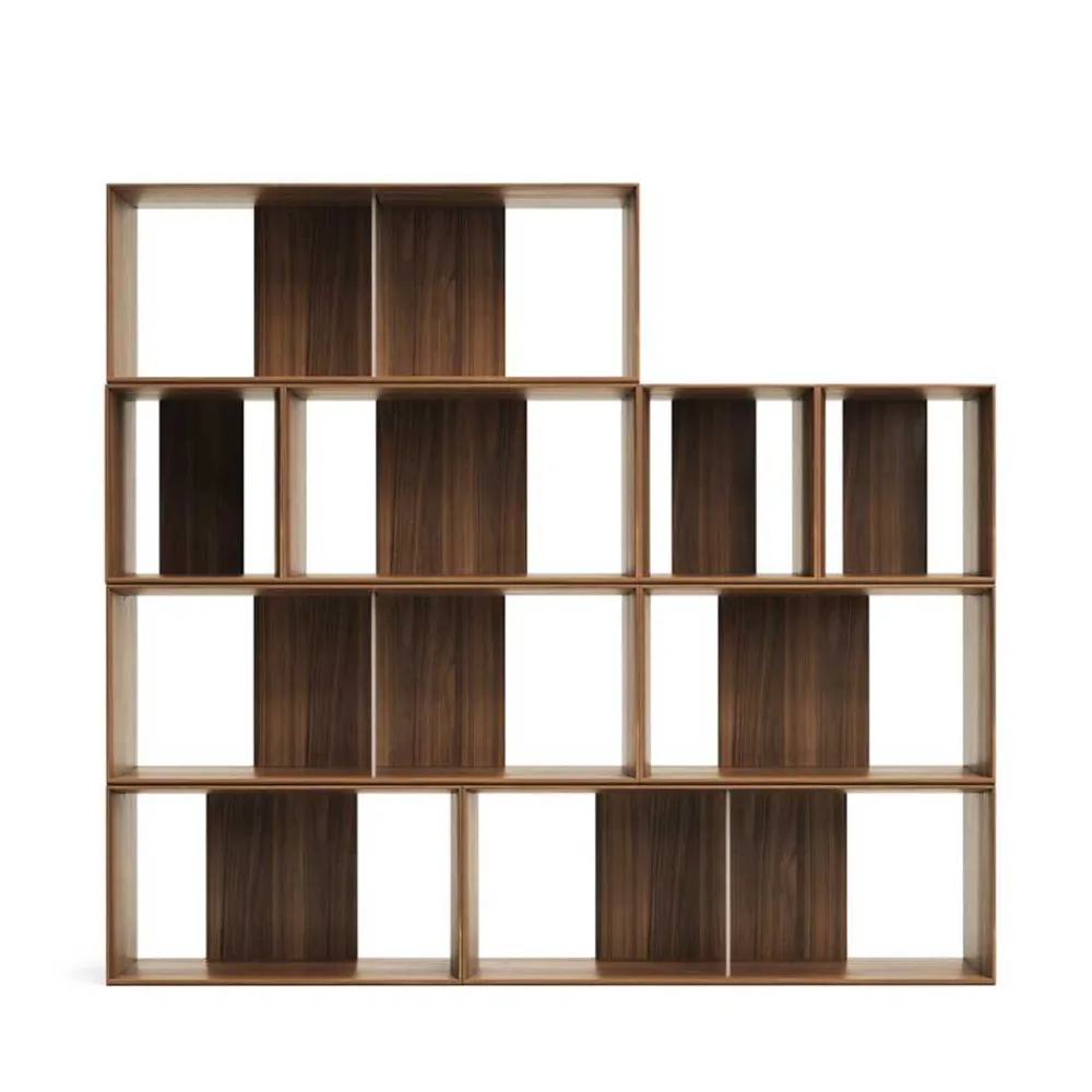 Wohnen Wohnzimmer-Regale|Wohnzimmerschränke*Modulregal in Nussbaum Furnier - Abelle (neunteilig)