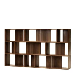 Wohnen Wohnzimmer-Regale|Wohnzimmerschränke*Modulregal in Nussbaum Furnier - Abelle (neunteilig)