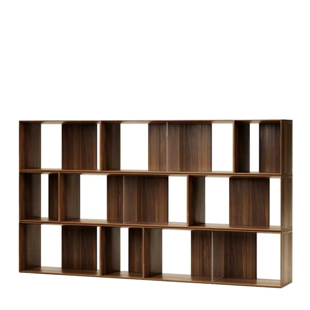Wohnen Wohnzimmer-Regale|Wohnzimmerschränke*Modulregal in Nussbaum Furnier - Abelle (neunteilig)