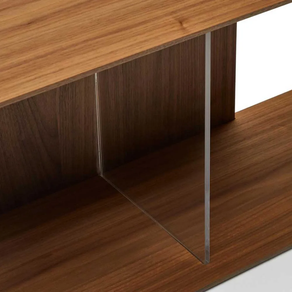 Wohnen Wohnzimmer-Regale|Wohnzimmerschränke*Modulregal in Nussbaum Furnier - Abelle (neunteilig)