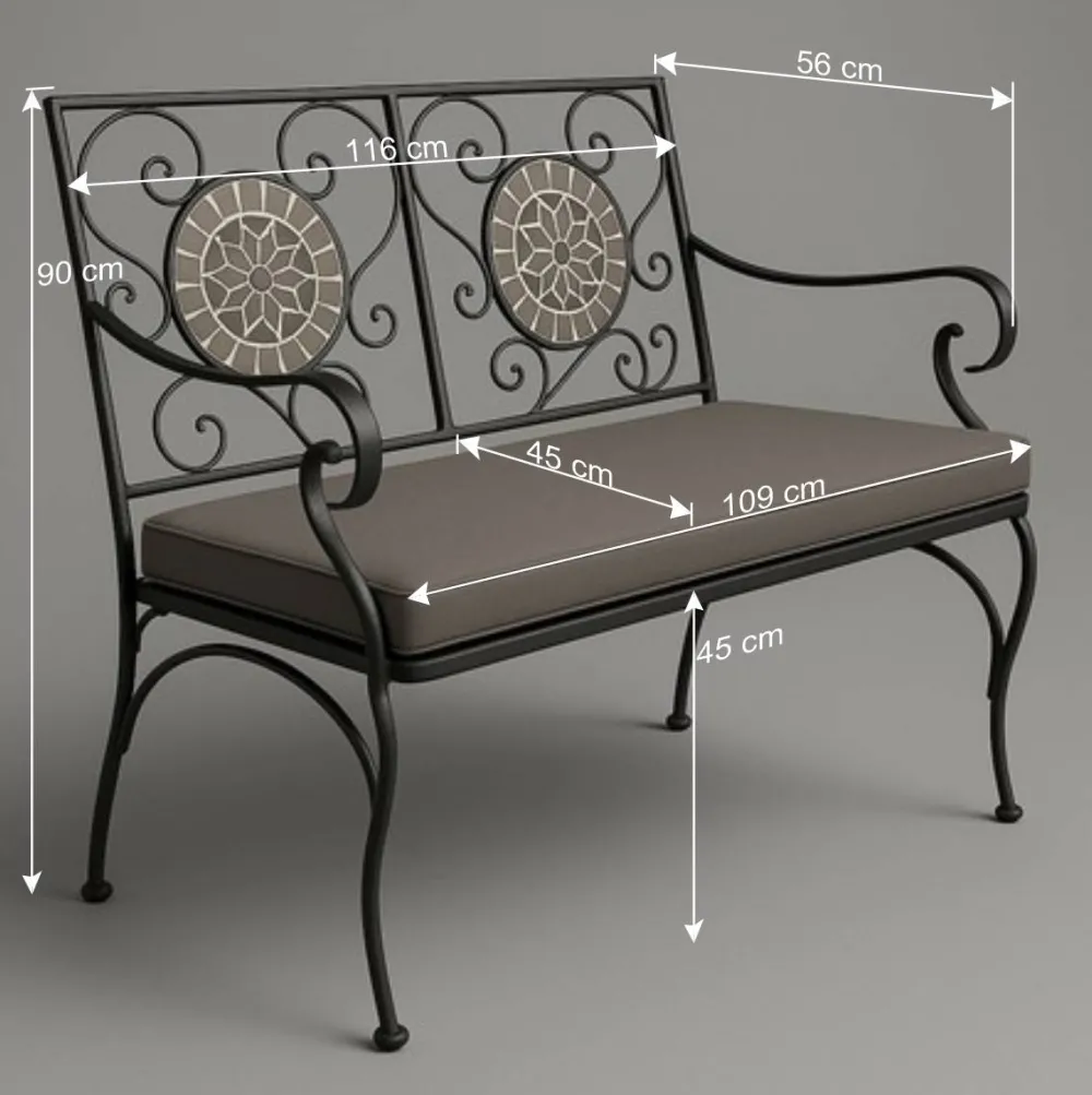 Wohnen Mosaik Gartenbank mit zwei Sitzplätzen - Estravo