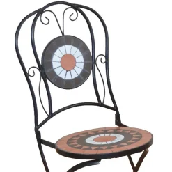 Wohnen Schwarze Möbel|Balkonmöbel*Mosaik Gartenstuhl Set Etiennas mit Eisen Schwarz (2er Set)