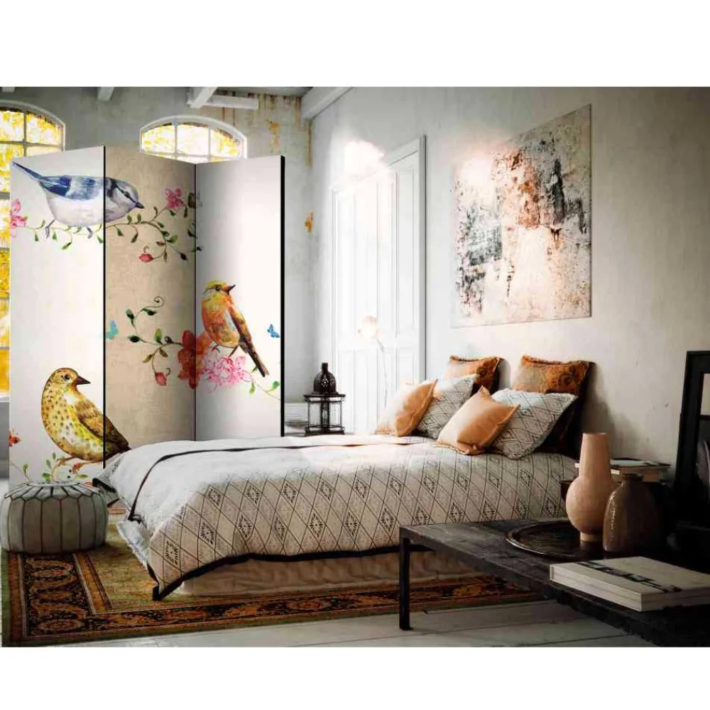 Kinder Wohnen Motiv Paravent Gemalte Singvögel - Harvests