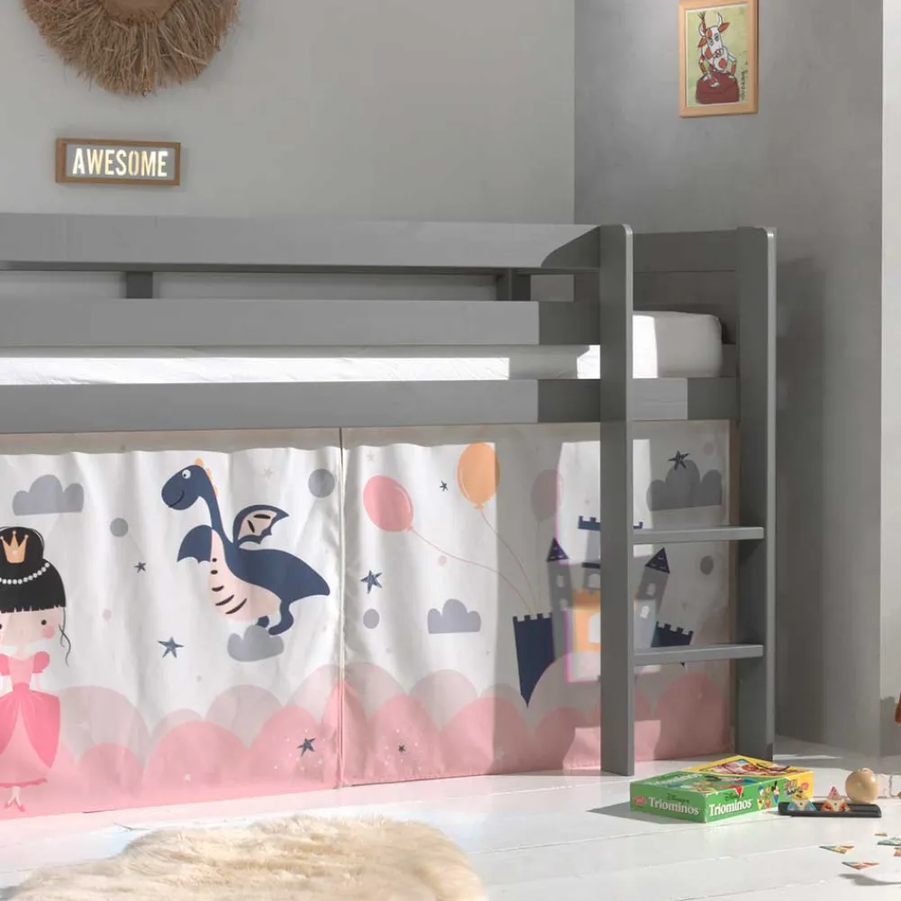 Wohnen Jugendbetten|Kinderbetten*Märchen Kinderzimmer Hochbett in Grau - Uschi