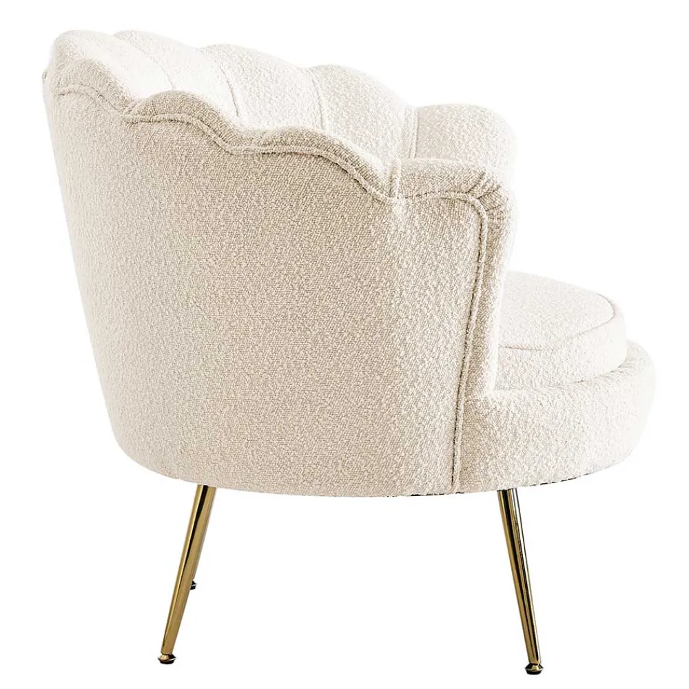 Wohnen Designermöbel*Muschel Designsessel in Creme Boucle - Ucera