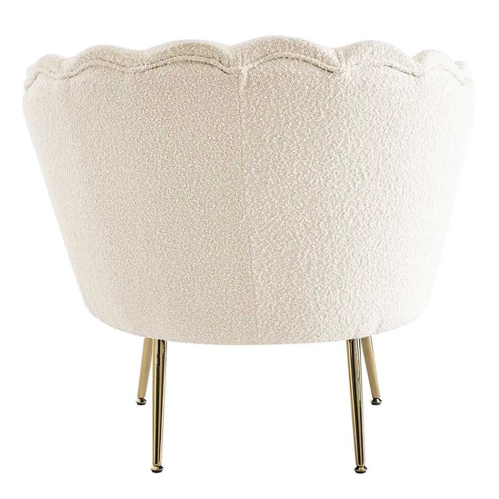 Wohnen Designermöbel*Muschel Designsessel in Creme Boucle - Ucera