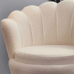Wohnen Designermöbel*Muschel Designsessel in Creme Boucle - Ucera