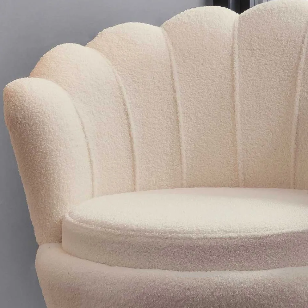Wohnen Designermöbel*Muschel Designsessel in Creme Boucle - Ucera