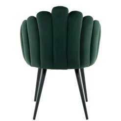 Wohnen Küchenstühle|Esszimmerstühle*Muschel-Designstuhl in Dunkelgrün Samt - Kenia