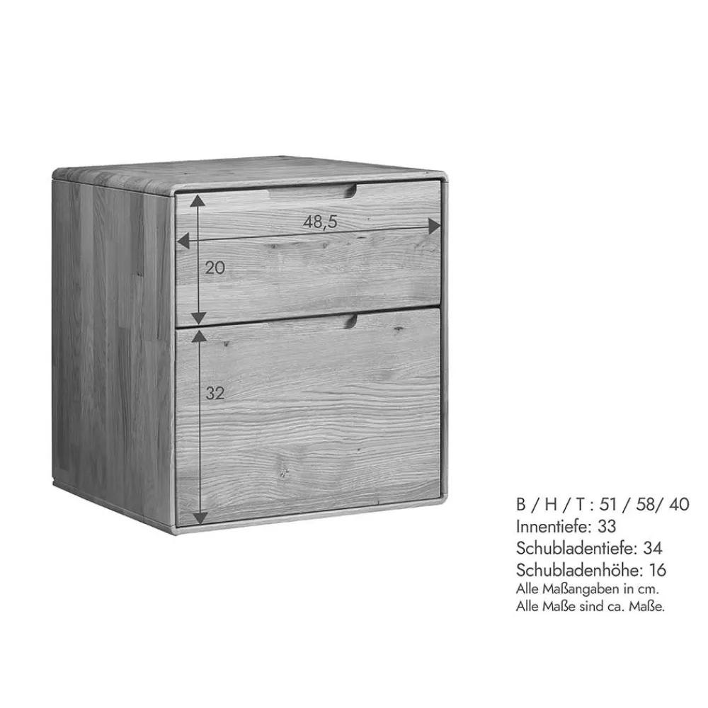 Wohnen Nachtkommode aus Massivholz Wildeiche - Darcona