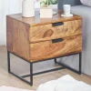 Wohnen Loft Möbel|Industrial Möbel*Nachtkommode aus Sheesham massiv & Metall - Campane