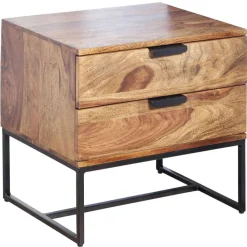 Wohnen Loft Möbel|Industrial Möbel*Nachtkommode aus Sheesham massiv & Metall - Campane
