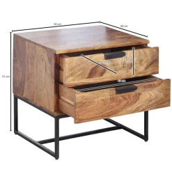 Wohnen Loft Möbel|Industrial Möbel*Nachtkommode aus Sheesham massiv & Metall - Campane