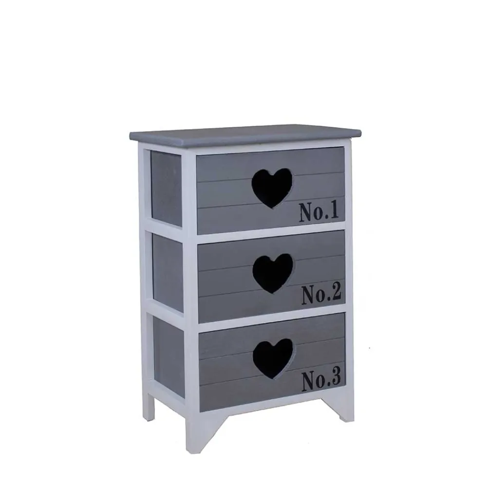 Wohnen Nachtkommode Cosmonata in Grau Weiß