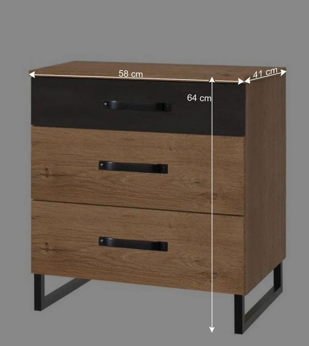 Wohnen Nachtkommode im Industry und Loft Stil - Bram