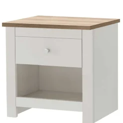 Wohnen Skandinavische Möbel|Weiße Möbel*Nachtkommode in Cremeweiß mit Eiche - Langoona